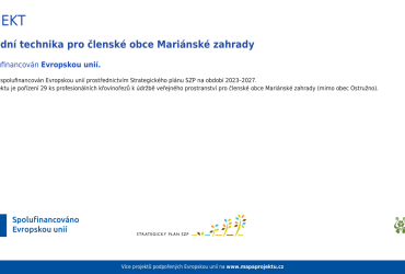 Zahradní technika pro členské obce Mariánské zahrady